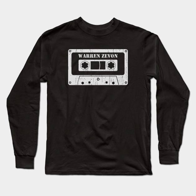 Warren Zevon - Vintage Cassette White Long Sleeve T-Shirt by FeelgoodShirt